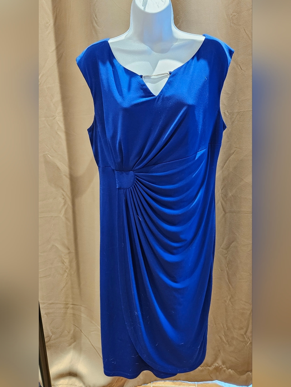 connected apparel Royal Blue Gathered-Front Midi Dress